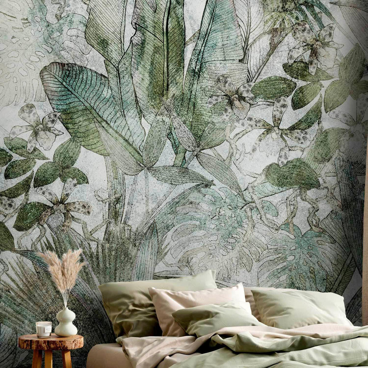 FOTOTAPETE  - Grauweiß/Grün, LIFESTYLE, Textil (400/280cm) - artgeist