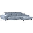 ECKSOFA Blau Flachgewebe  - Blau/Schwarz, KONVENTIONELL, Textil/Metall (300/205cm) - Carryhome