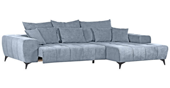 ECKSOFA Blau Flachgewebe  - Blau/Schwarz, KONVENTIONELL, Textil/Metall (300/205cm) - Carryhome