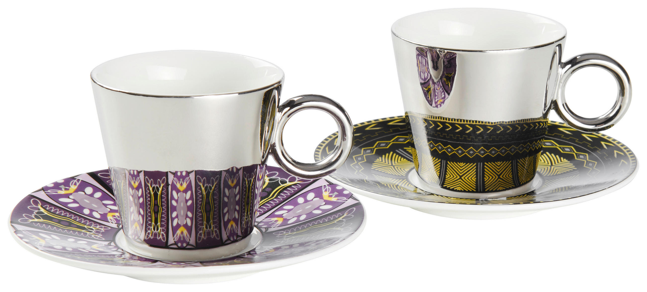 SADA ŠÁLKŮ porcelán (new bone china) keramika  - barvy stříbra/vícebarevná, Trend, keramika - Novel