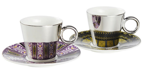 TASSENSET 4-teilig - Gelb/Lila, Trend, Keramik - Novel