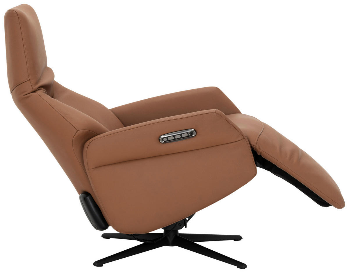 RELAXSESSEL Lederlook Echtleder    - Schwarz/Braun, KONVENTIONELL, Leder/Textil (70/111/86cm) - Livetastic