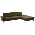 ECKSOFA in Echtleder Grün  308/195 cm  - Schwarz/Grün, Design, Leder/Metall (308/195cm) - Dieter Knoll
