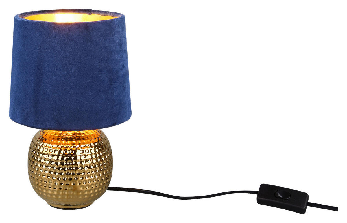 TISCHLEUCHTE - Blau/Goldfarben, Design, Keramik/Textil (16/26cm) - P & B