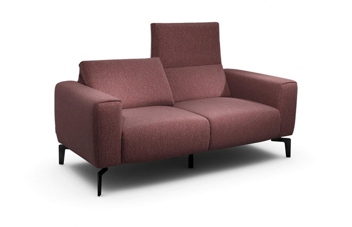 2-SITZER-SOFA Chenille Rot  - Rot/Schwarz, Design, Textil/Metall (180/86/86-94cm) - SENSOO