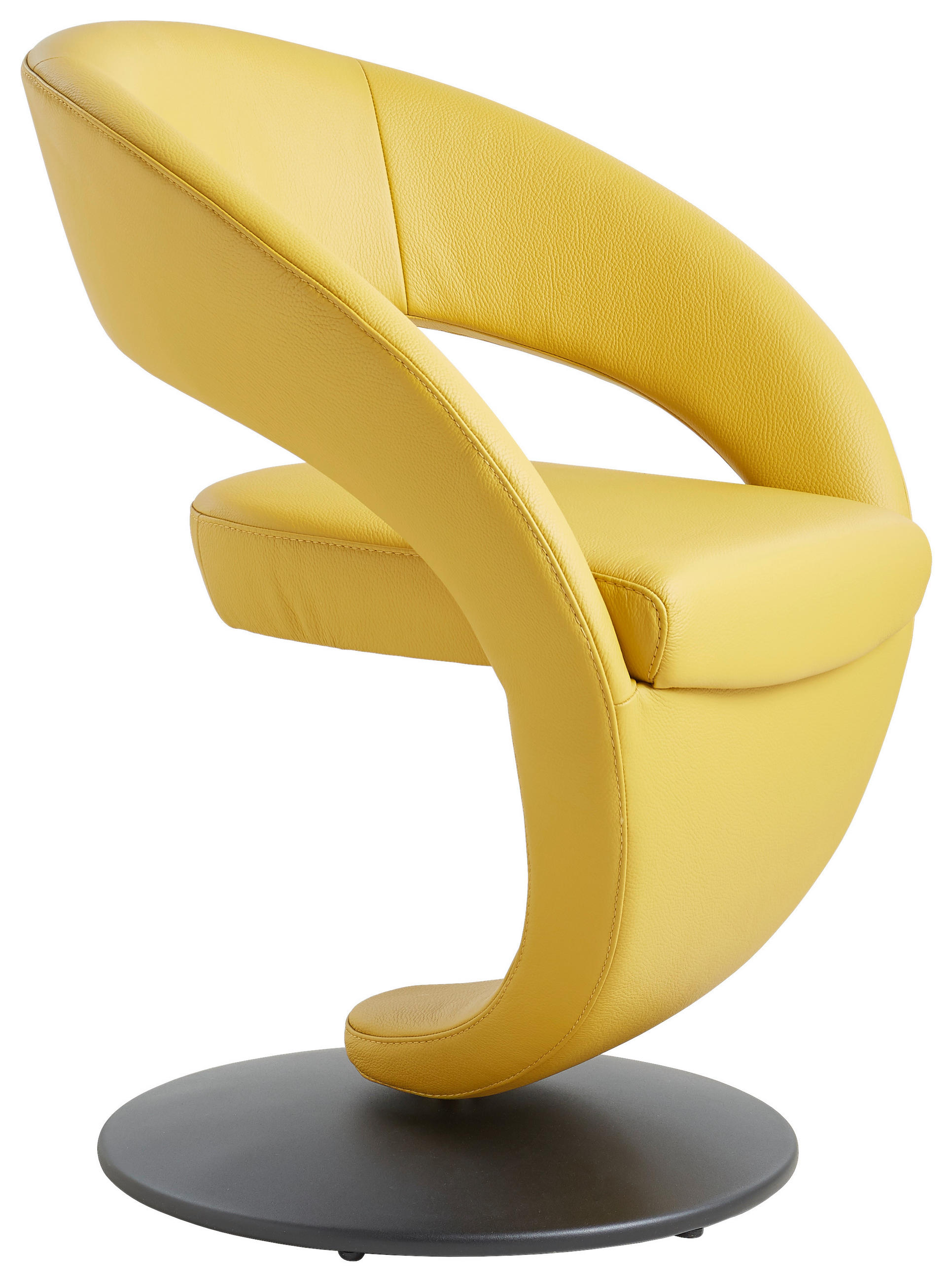 STUHL Echtleder Gelb, Schwarz  - Gelb/Schwarz, Design, Leder/Metall (62/86/61cm) - Moderano