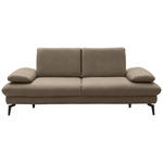 2,5-SITZER Dieter Knoll in Echtleder Graubraun   - Graubraun/Schwarz, Design, Leder/Metall (212/86/94cm) - Dieter Knoll