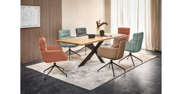 ESSTISCH in Holz 220/100/76 cm  - Eichefarben/Schwarz, Design, Holz/Metall (220/100/76cm) - Linea Natura