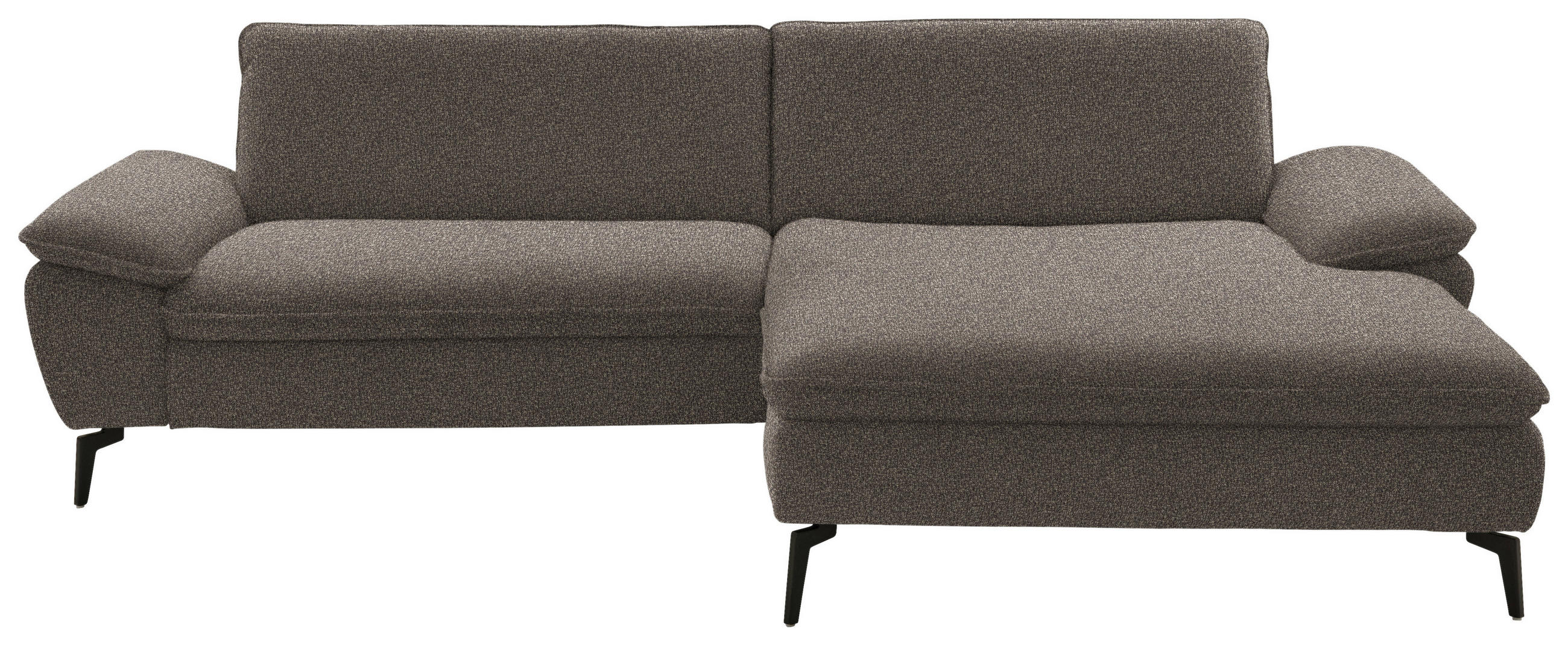 ECKSOFA in Webstoff Braun  - Schwarz/Braun, Design, Textil/Metall (295/197cm) - Valdera