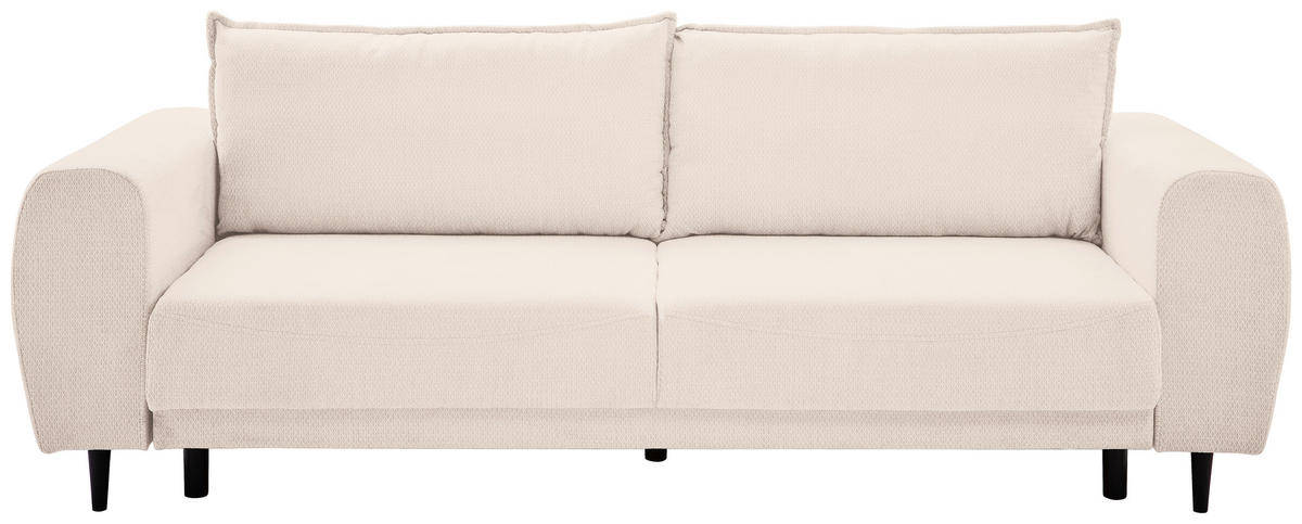 SCHLAFSOFA in Chenille Creme  - Creme/Schwarz, Konventionell, Holz/Textil (245/85/92cm) - Livetastic