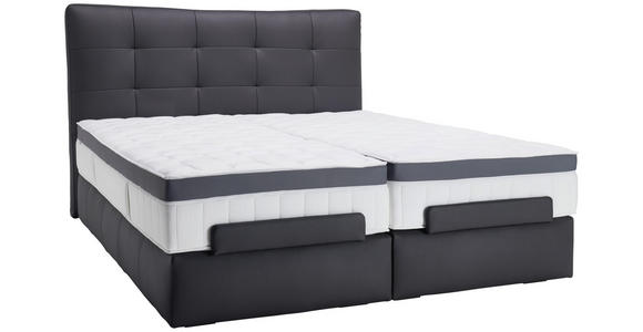 BOXSPRINGBETT 180/200 cm,  in Anthrazit, motorische Verstellbarkeit, Fernbedienung, H2 + H3 = mittel + fest  - Anthrazit/Schwarz, Design, Leder/Holz (180/200cm) - Novel