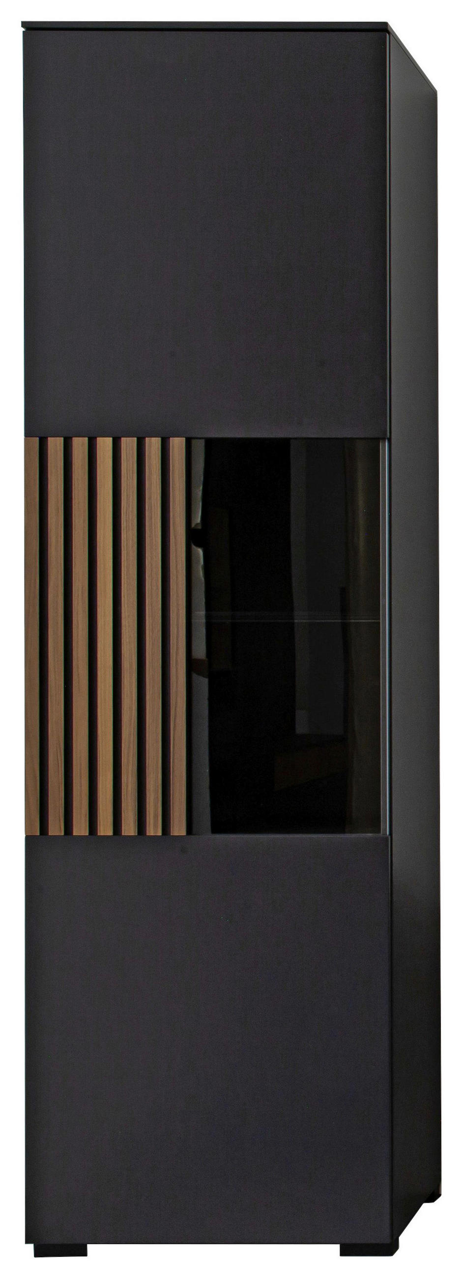 VITRINE Anthrazit, Nussbaumfarben  60/200/45 cm  - Anthrazit/Nussbaumfarben, Design, Glas/Holz (60/200/45cm) - Moderano
