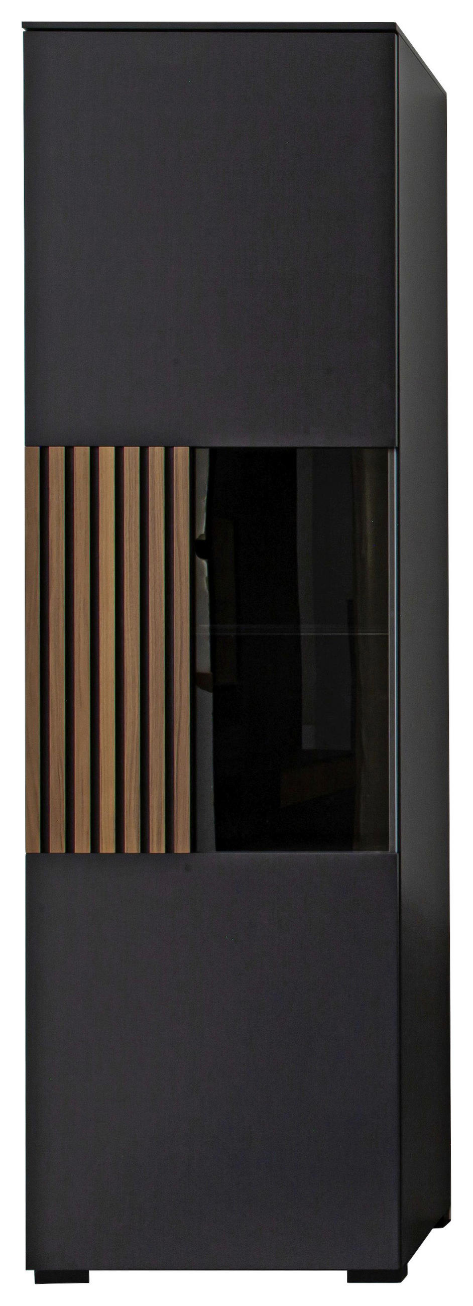 VITRINE Anthrazit, Nussbaumfarben  60/200/45 cm  - Anthrazit/Nussbaumfarben, Design, Glas/Holz (60/200/45cm) - Moderano