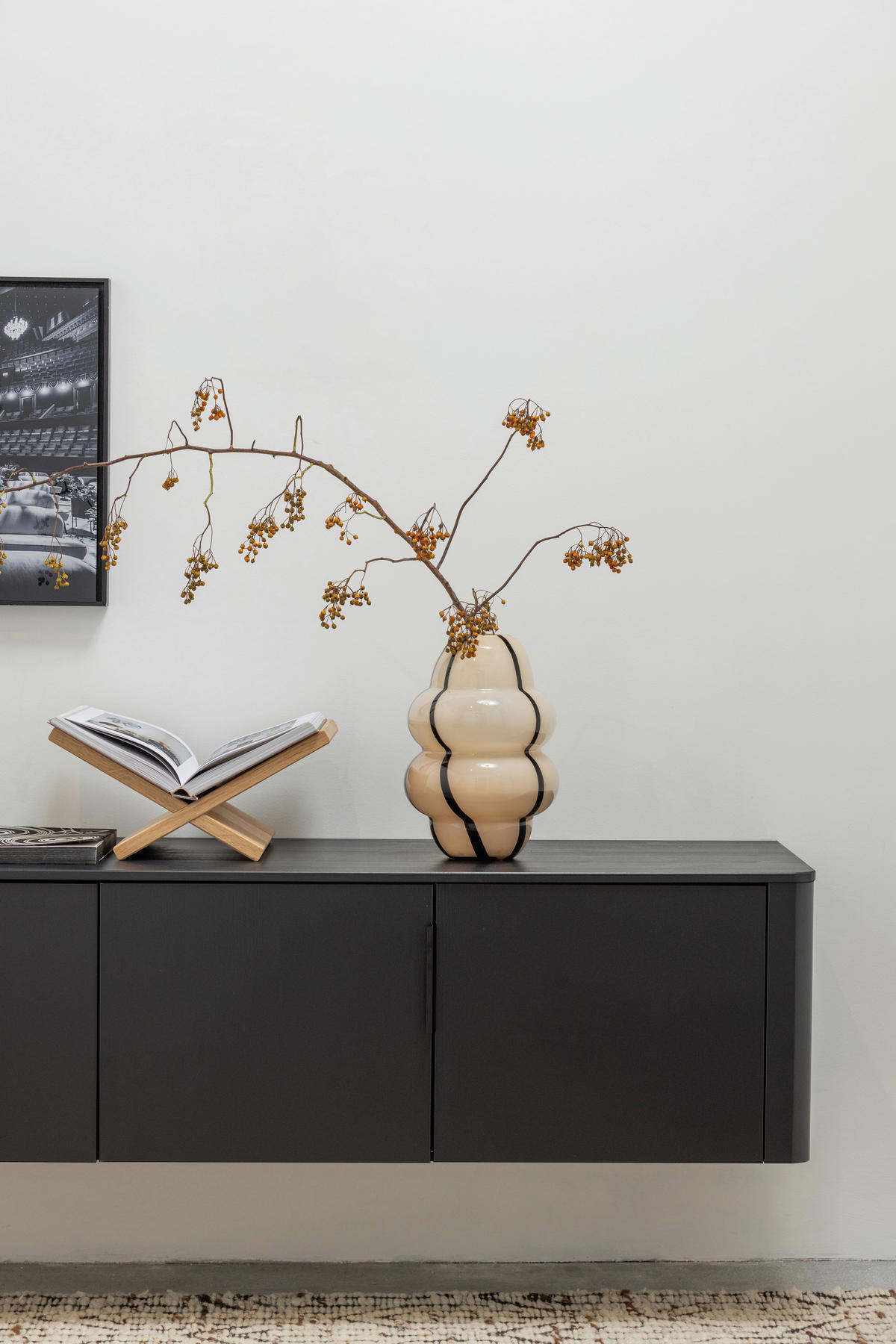 LOWBOARD Gunnar 200/56/44 cm  stehend, hängend  - Schwarz, Design, Holz/Metall (200/56/44cm) - Livetastic