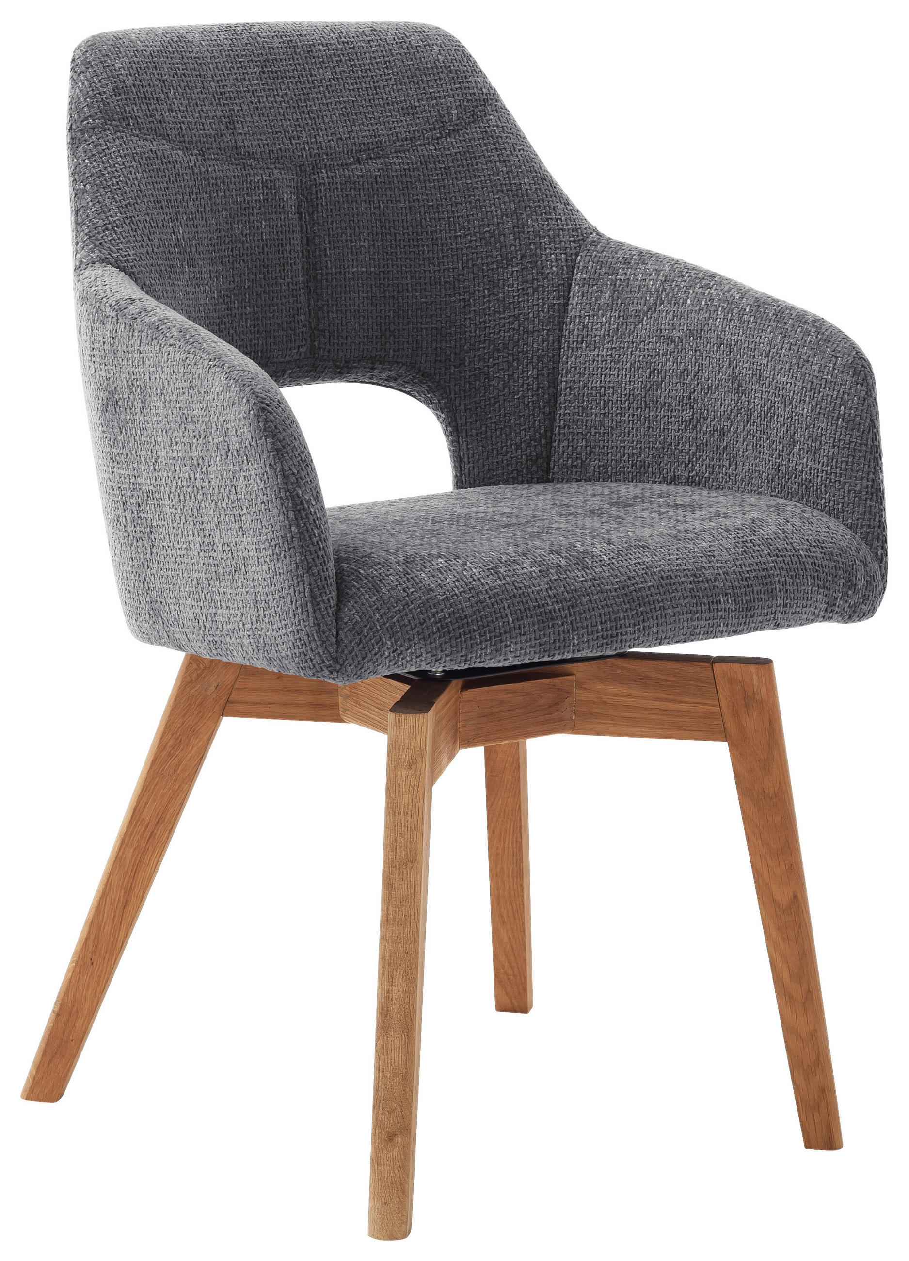 ARMLEHNSTUHL in Holz, Textil Grau, Wildeiche  - Wildeiche/Grau, Design, Holz/Textil (57/84/57cm) - Voleo