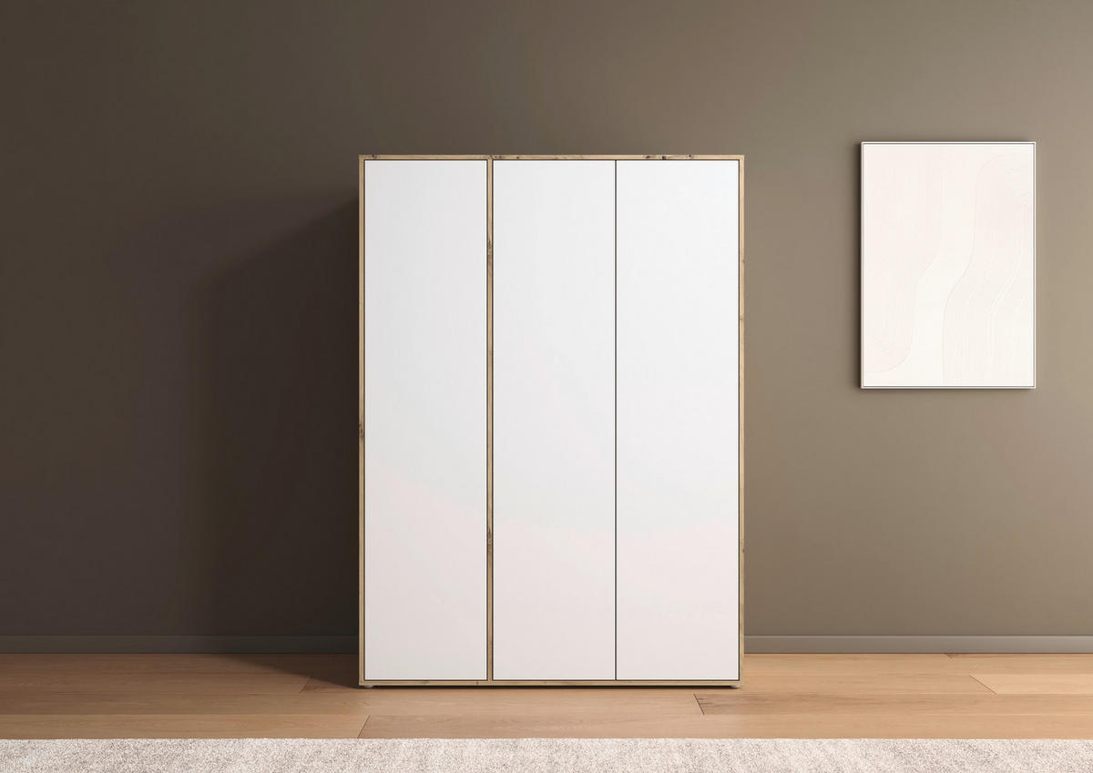DREHTÜRENSCHRANK in Weiss, Eiche Artisan  - Weiss/Eiche Artisan, Modern, Holzwerkstoff (140/194/53cm) - Rauch Möbel