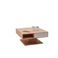 COUCHTISCH in Holz, Glas 82/82/40-72,5 cm  - Weiss/Buchefarben, Design, Glas/Holz (82/82/40-72,5cm) - Valnatura