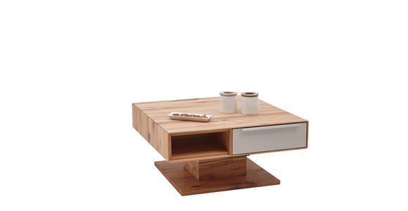 COUCHTISCH in Holz, Glas 82/82/40-72,5 cm  - Buchefarben/Weiß, Design, Glas/Holz (82/82/40-72,5cm) - Valnatura