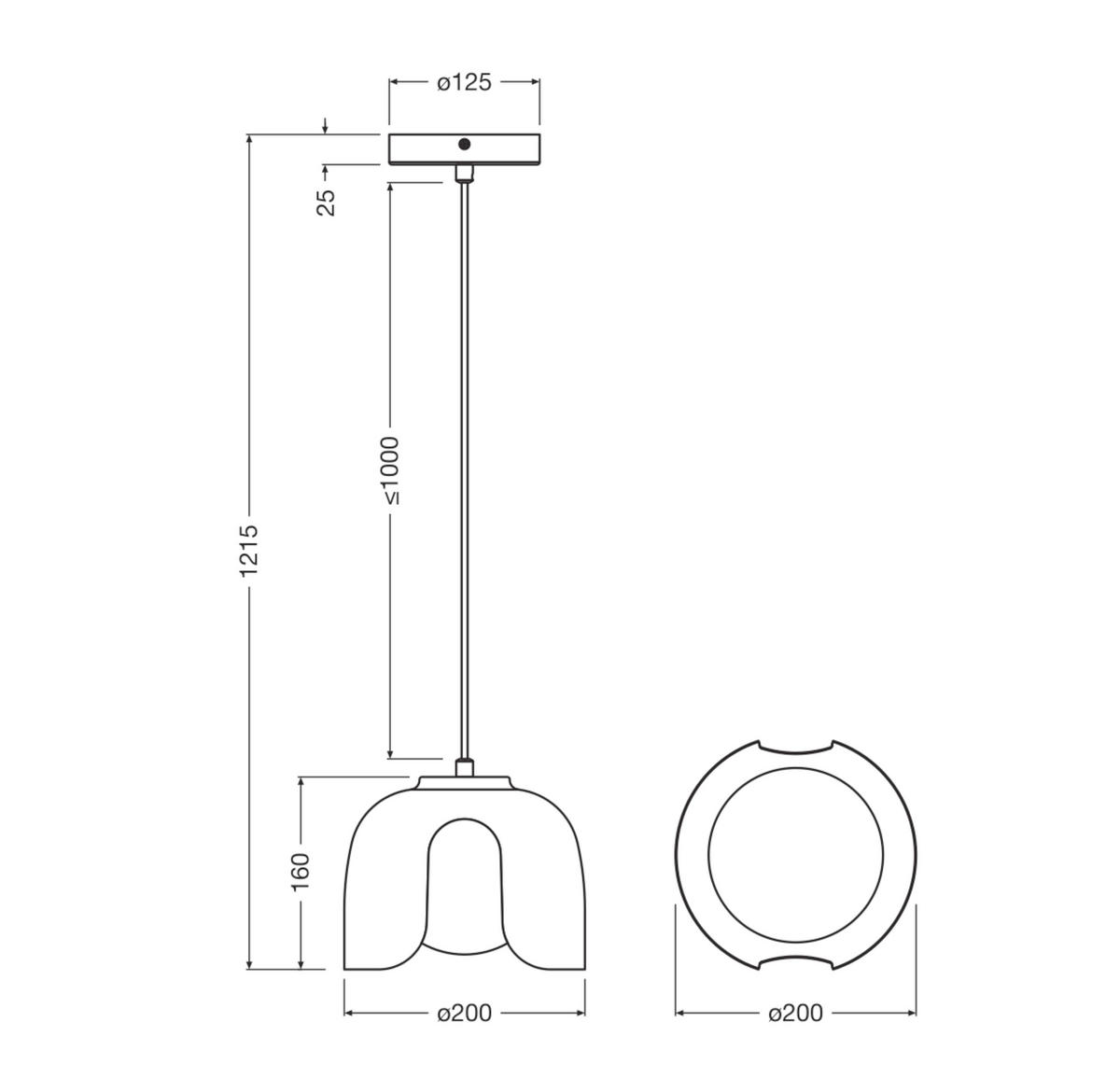HÄNGELEUCHTE 20/121,5 cm  - Orange, Basics, Glas/Metall (20/121,5cm) - Osram