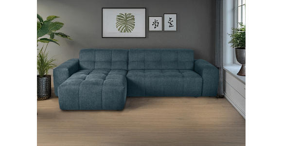 ECKSOFA Petrol Webstoff  - Petrol/Schwarz, KONVENTIONELL, Kunststoff/Textil (301/160cm) - Carryhome