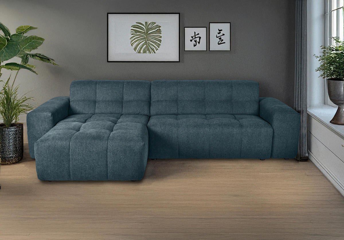 ECKSOFA Petrol Webstoff  - Petrol/Schwarz, KONVENTIONELL, Kunststoff/Textil (295/157cm) - Carryhome