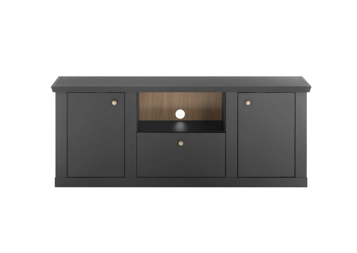 LOWBOARD  158/62/42 cm 1 Schublade(n) Typenauswahl, stehend  - Eichefarben/Messingfarben, Design, Holzwerkstoff/Metall (158/62/42cm) - MID.YOU