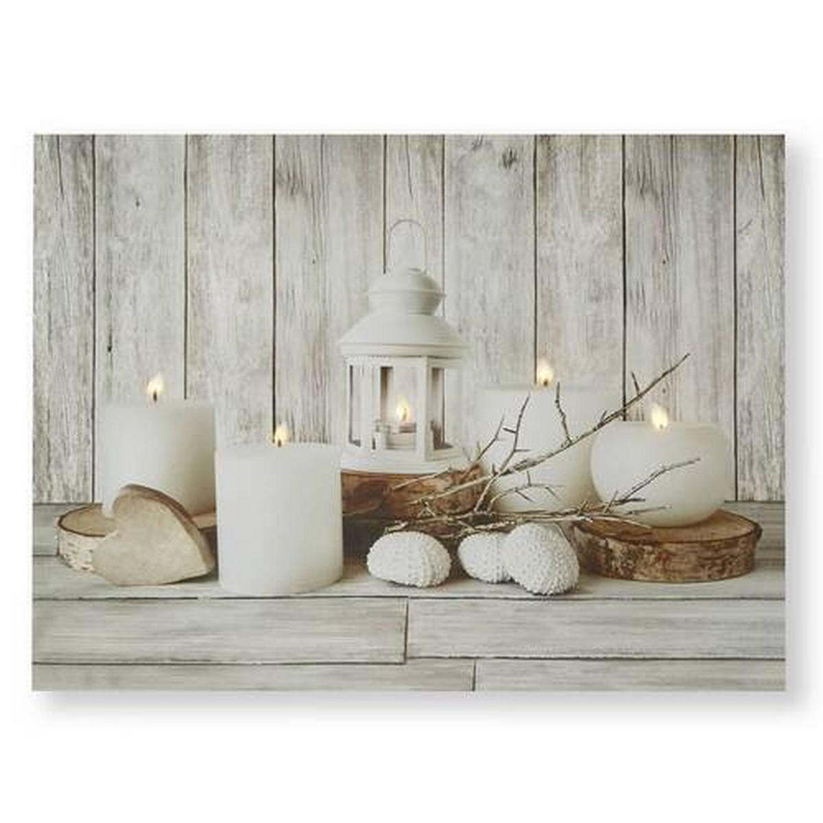 BILD Holz, Kerzen  - Multicolor, Basics, Holzwerkstoff/Textil (80/60/3cm) - Xora