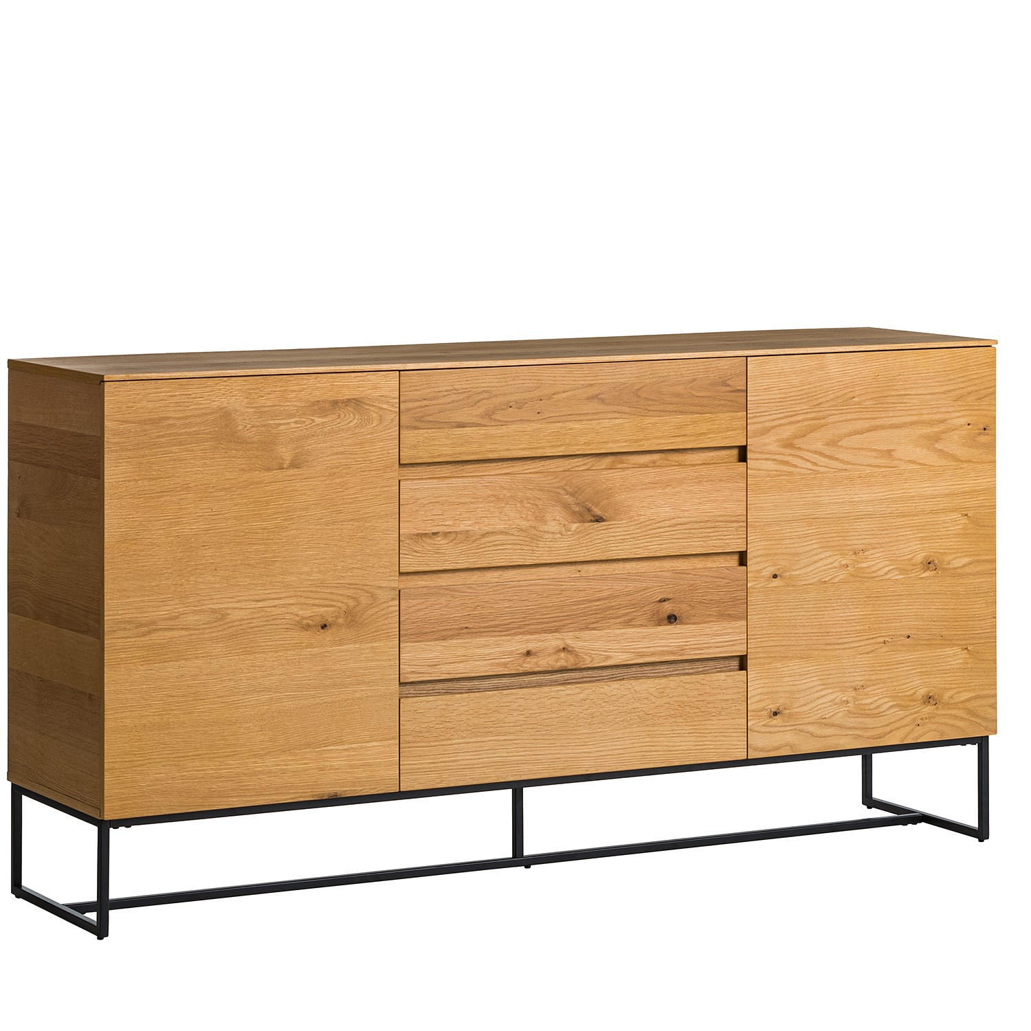 SIDEBOARD  in 165/86/40 cm  - Eichefarben/Schwarz, KONVENTIONELL, Holz/Holzwerkstoff (165/86/40cm) - home24