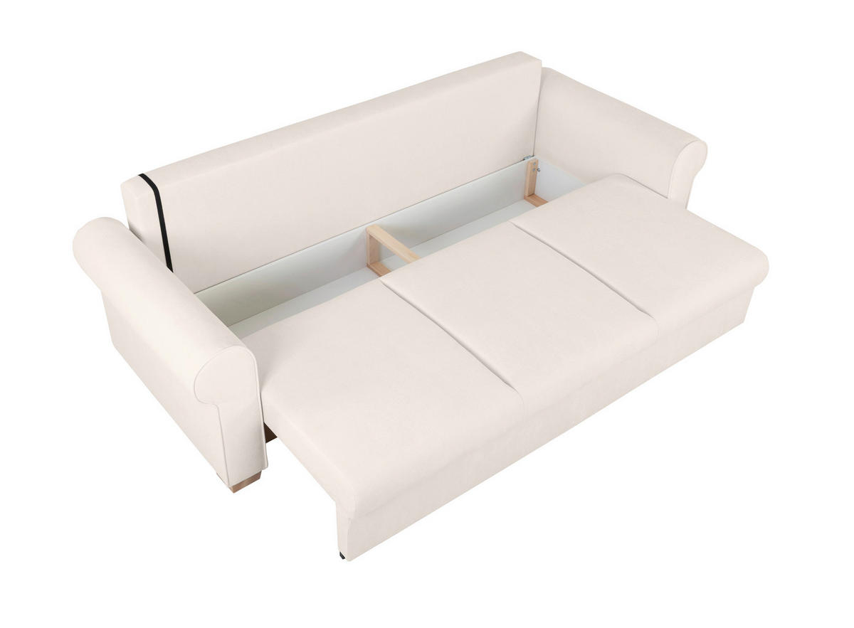 SCHLAFSOFA in Chenille Creme  - Buchefarben/Creme, Design, Holz/Textil (240/94/98cm) - MID.YOU