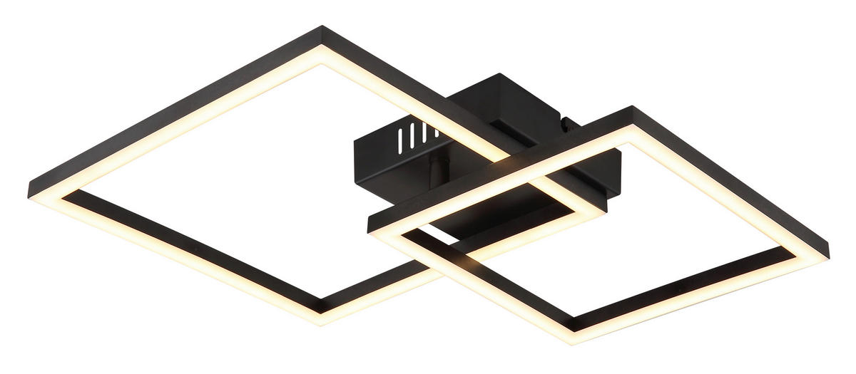 LED-DECKENLEUCHTE    48,8/35,3/6,4 cm  - Opal/Schwarz, Design, Kunststoff (48,8/35,3/6,4cm) - Globo