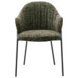 ARMLEHNSTUHL  in beflockt  - Anthrazit/Grün, Design, Textil/Metall (55/84/55cm) - Belluti