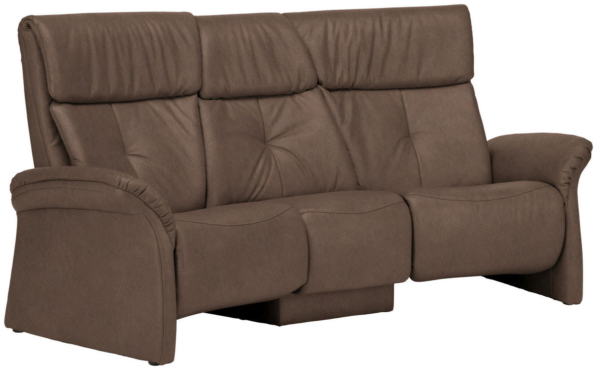 TRAPEZSOFA in Echtleder Dunkelbraun  - Dunkelbraun/Naturfarben, KONVENTIONELL, Leder/Holz (208/103/105cm) - Himolla Komfortklass