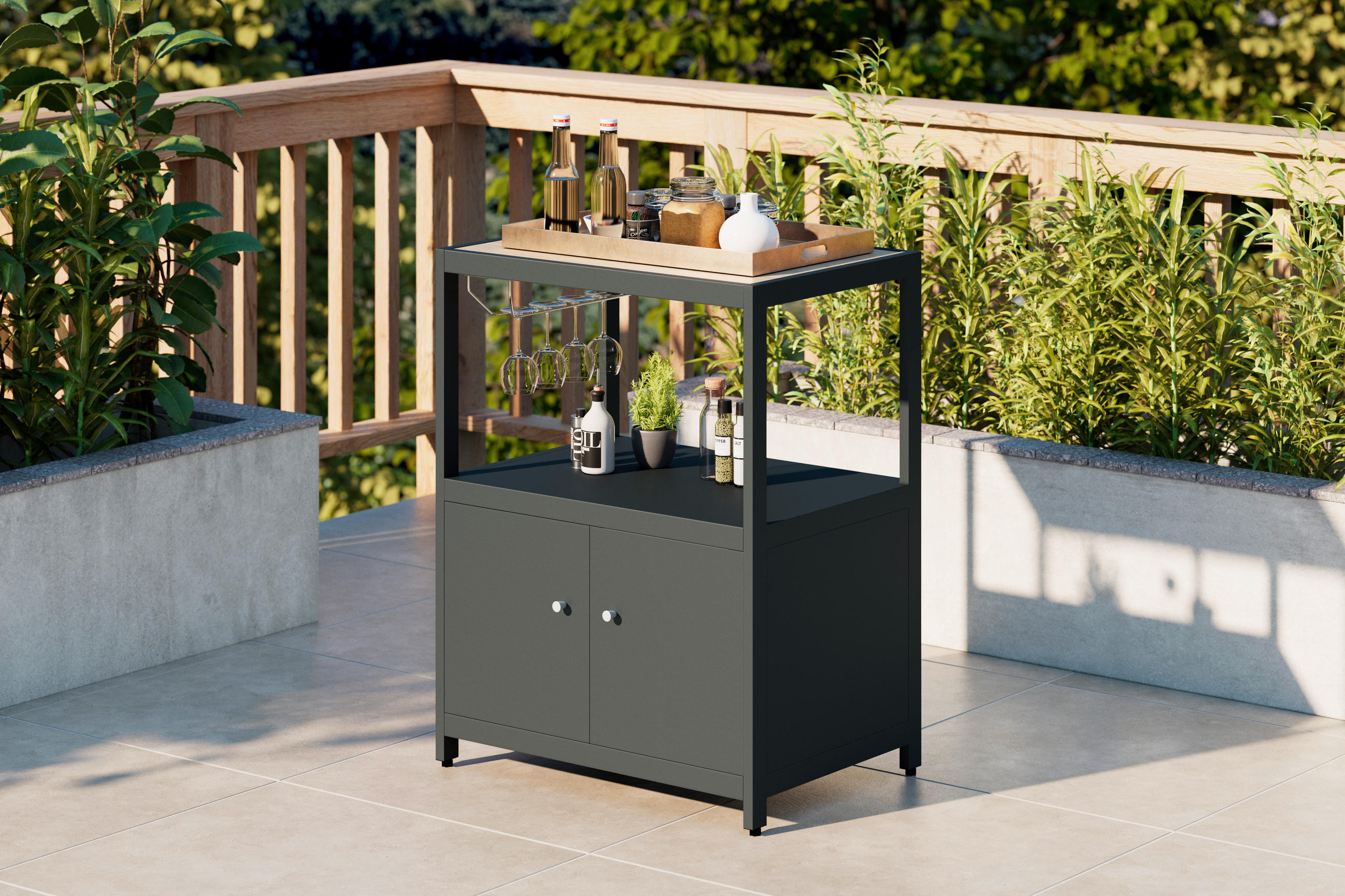 OUTDOORKÜCHE - Dunkelgrau/Silberfarben, LIFESTYLE, Kunststoff/Metall (70/91/50cm) - Ambia Garden