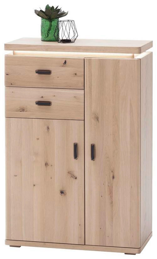 SCHUHSCHRANK Eiche furniert, massiv Eichefarben - Eichefarben/Schwarz, Natur, Holz/Holzwerkstoff (75/111/37cm) - Linea Natura