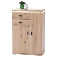 SCHUHSCHRANK Eiche furniert, massiv Eichefarben  - Eichefarben/Schwarz, Natur, Holz/Holzwerkstoff (75/111/37cm) - Linea Natura