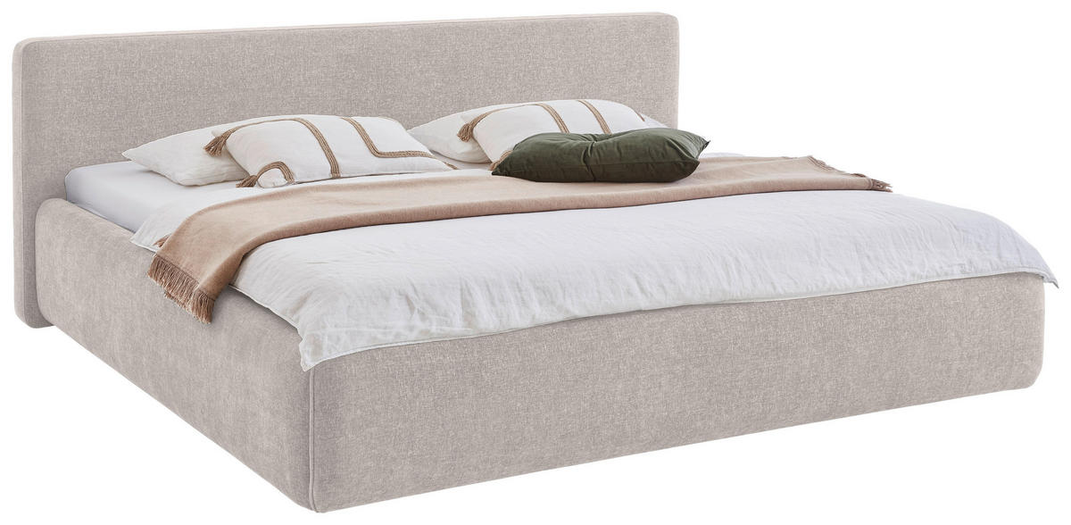 POLSTERBETT 180/200 cm  Creme  - Birkefarben/Buchefarben, Design, Holz/Textil (180/200cm) - Xora