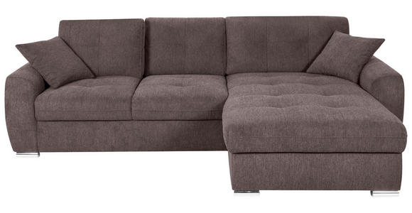 ECKSOFA in Mikrofaser Braun 276/193 cm - Chromfarben/Braun, MODERN, Kunststoff/Textil (276/193cm) - Hom`in