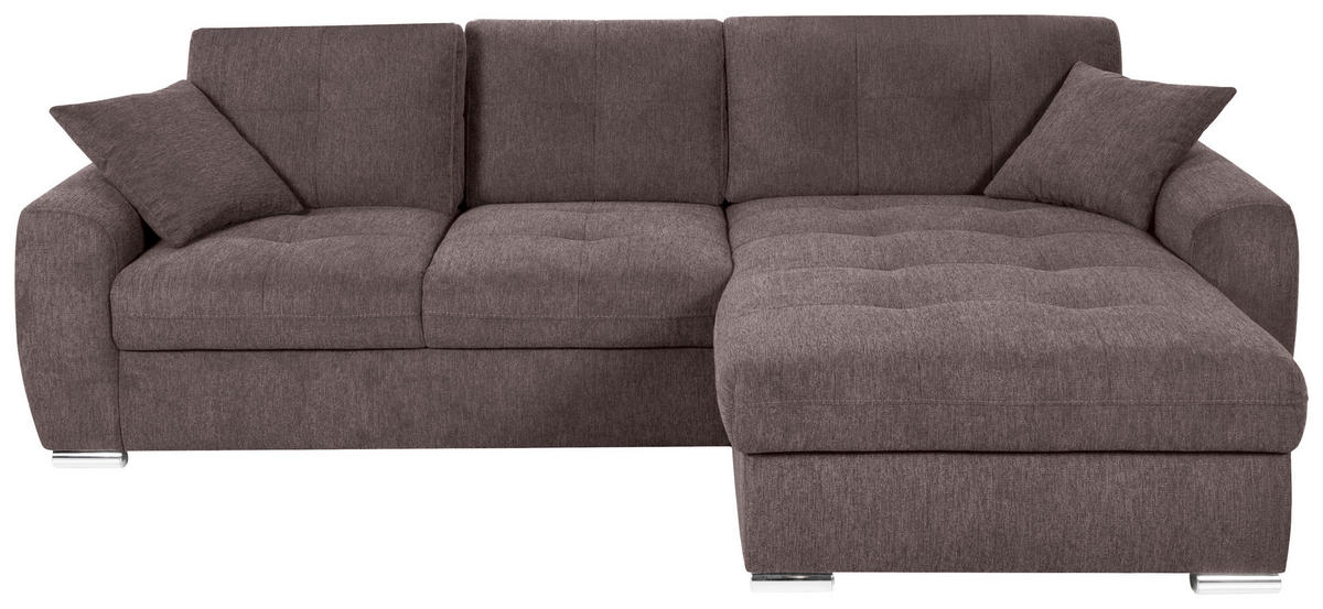ECKSOFA in Mikrofaser Braun  276/193 cm  - Chromfarben/Braun, MODERN, Kunststoff/Textil (276/193cm) - Hom`in