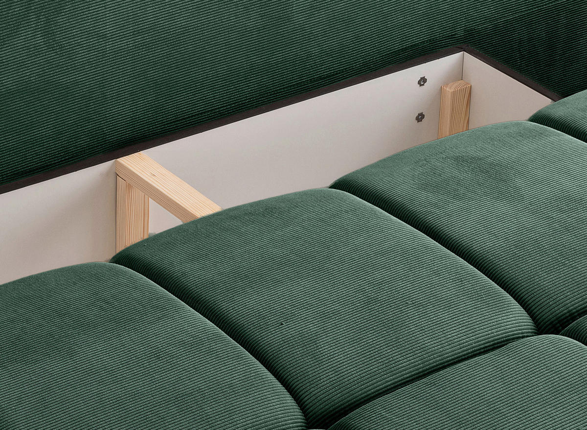 SCHLAFSOFA LAUDER  mit Cord Smaragdgrün  - Smaragdgrün/Schwarz, Basics, Kunststoff/Textil (207/93/105cm) - MID.YOU