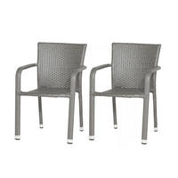 GARTENSESSEL-SET Metall, Kunststoff Grau  - Grau, MODERN, Kunststoff/Metall (56/83/60cm) - Gardenson