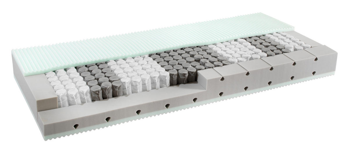 TASCHENFEDERKERNMATRATZE 90/200 cm Höhe ca. 24 cm  H2 = mittel  - Weiss, Basics, Textil (90/200cm) - Robusta