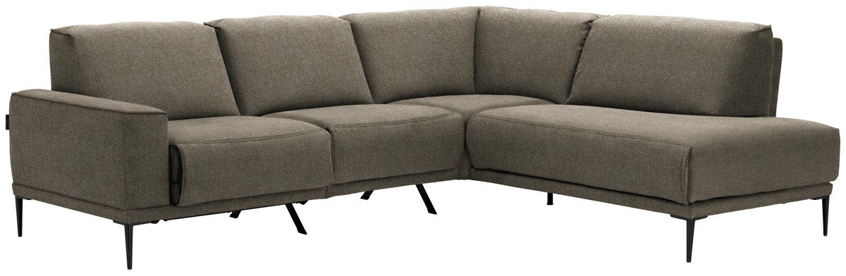 ECKSOFA in Flachgewebe Hellbraun  - Hellbraun/Schwarz, Design, Textil/Metall (260/210cm) - Johann Jakob