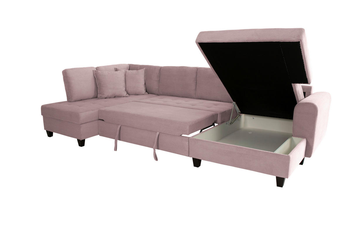 WOHNLANDSCHAFT MORITZ Rosa Cord  - Rosa, Trend, Textil (178/324/155cm) - P & B