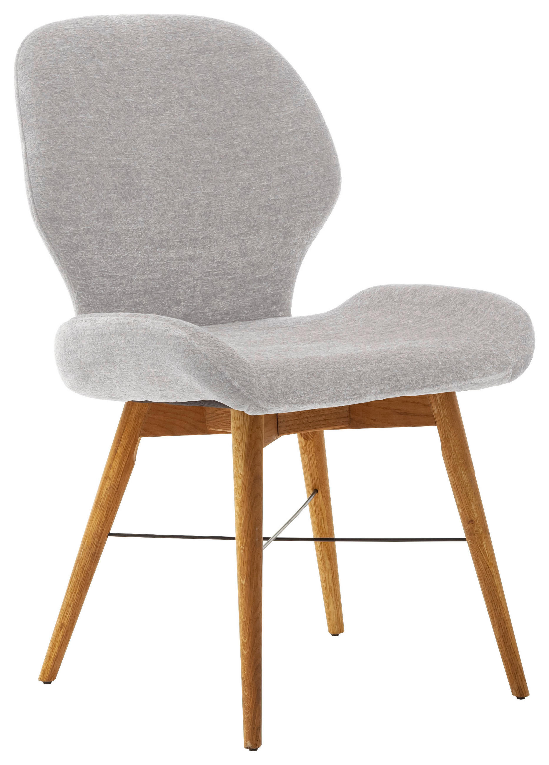 STUHL  in Bouclé  - Wildeiche/Hellgrau, Design, Holz/Textil (53/87/64cm) - Carryhome
