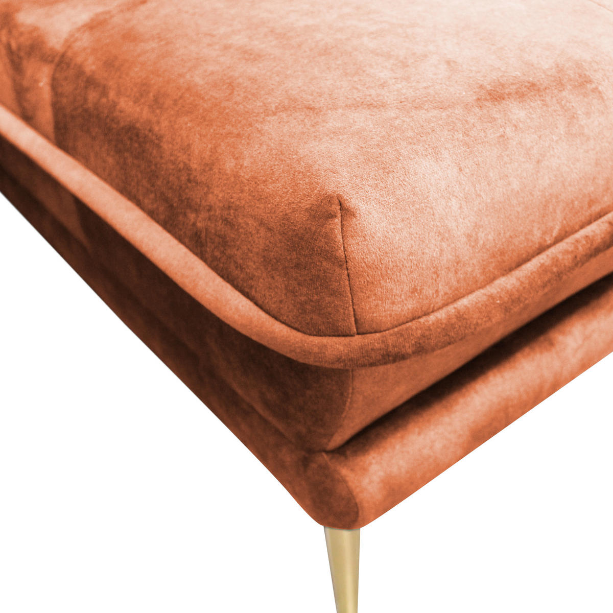 ECKSOFA Rostfarben Velours  - Rostfarben/Goldfarben, Design, Textil/Metall (264/196cm) - MID.YOU
