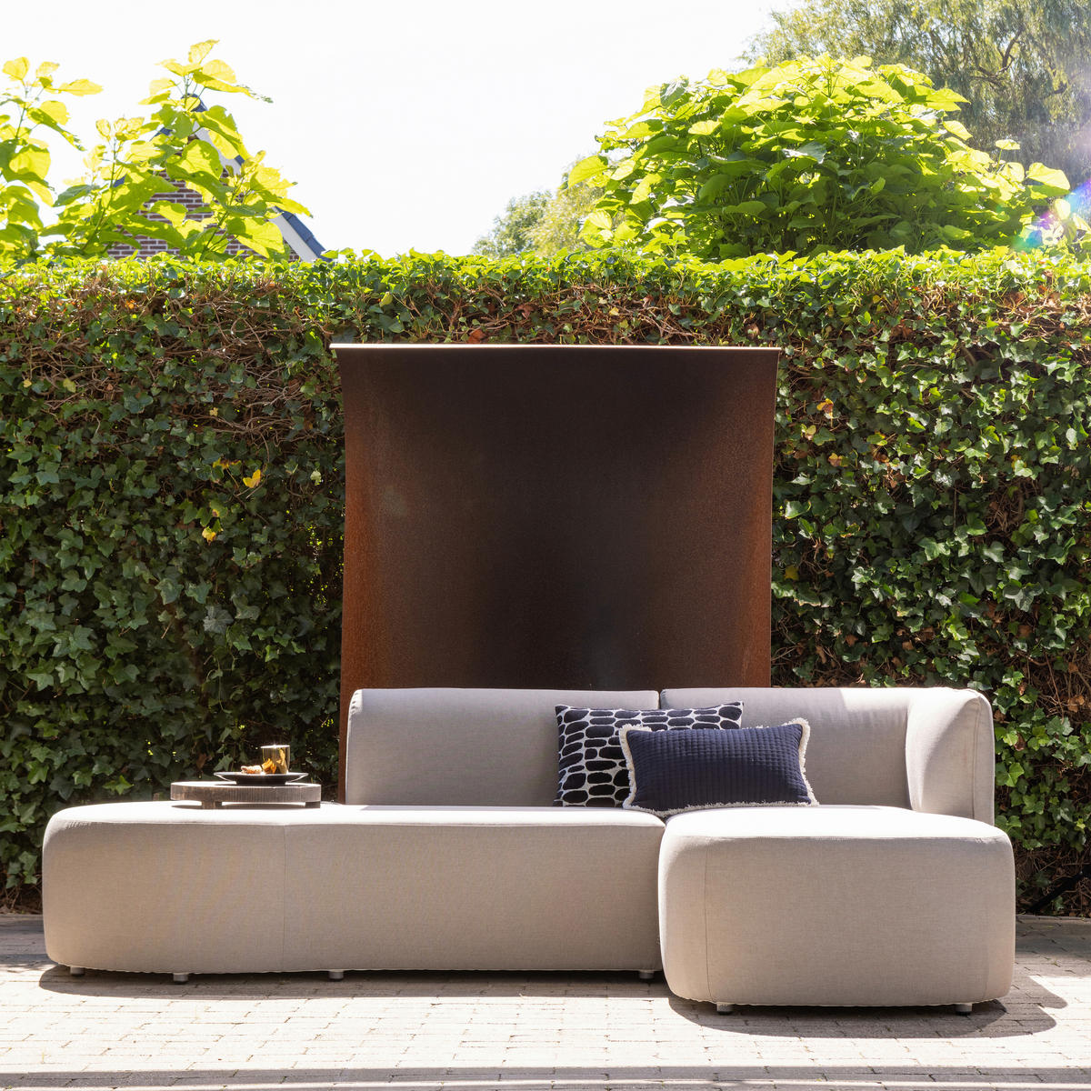 LOUNGEGARNITUR 258/168 cm Aluminium  - Sandfarben, MODERN, Textil/Metall (258/168cm) - Livetastic