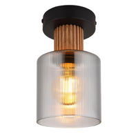 DECKENLEUCHTE  12/21 cm    - Dunkelbraun/Schwarz, Natur, Glas/Holz (12/21cm) - Globo