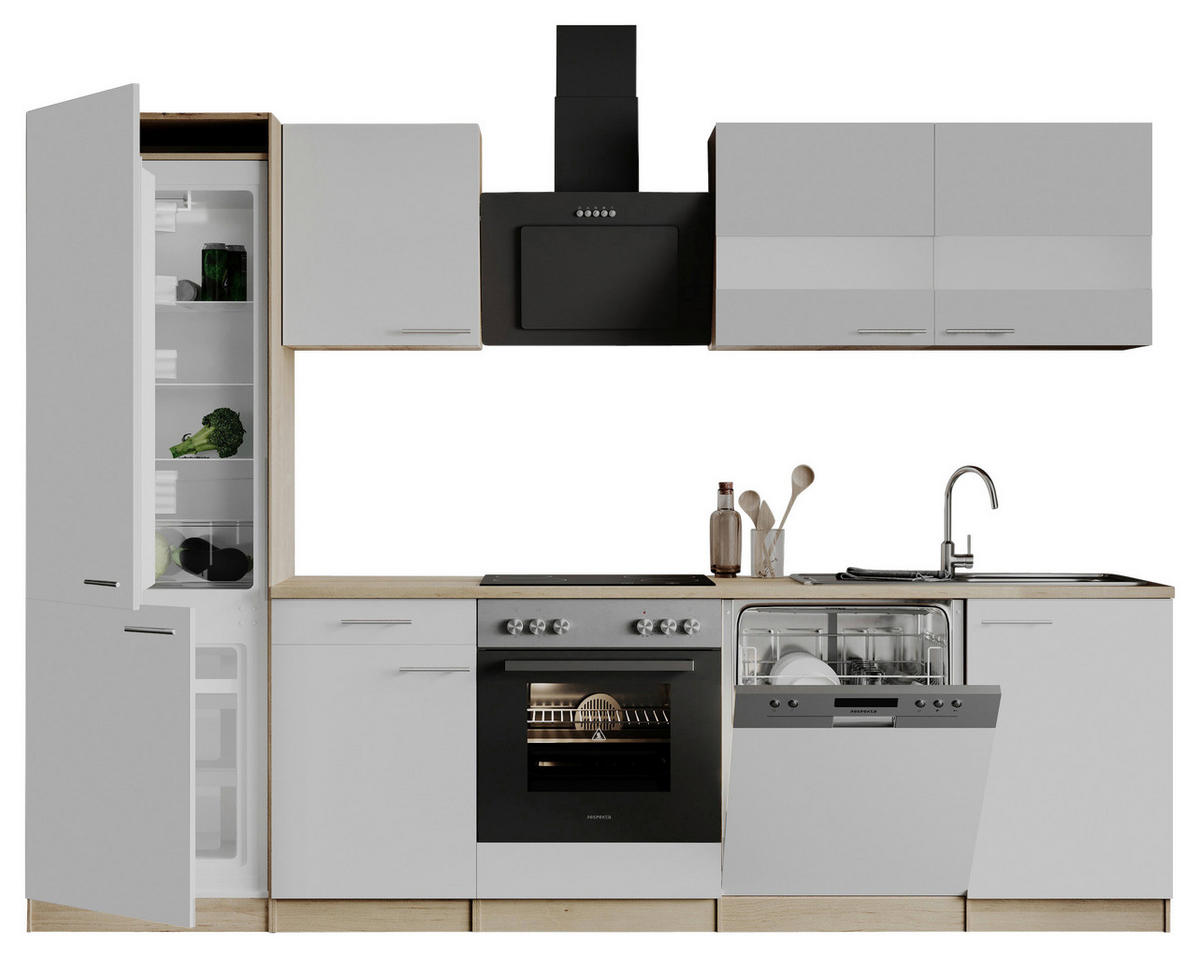 MODULKÖK 280 cm   i vit  - stålfärgad/vit, Basics, metall/trämaterial (280cm) - Respekta