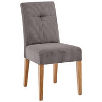 STUHL Cord Braun, Eichefarben Eiche massiv  - Eichefarben/Braun, KONVENTIONELL, Holz/Textil (47,5/91,5/63cm) - home24