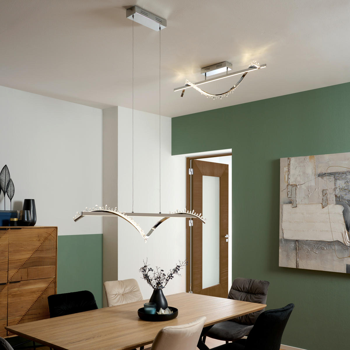 STROPNÉ LED SVIETIDLO, 100/26/29 cm - chrómová, Design, kov (100/26/29cm) - Ambiente